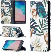 Voor Samsung Galaxy S10 Plus gekleurde tekening patroon onzichtbare magnetische horizontale flip PU lederen tas met houder & kaartsleuven & portemonnee (rode bladeren)