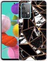 Voor Samsung Galaxy A52 5G Marble Shockproof TPU beschermhoes (Rhombus Black)