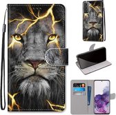Voor Samsung Galaxy S21 + 5G Gekleurde Tekening Cross Textuur Horizontale Flip PU Lederen Case met Houder & Kaartsleuven & Portemonnee & Lanyard (Fission Lion)