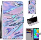 Voor Samsung Galaxy M01 Gekleurde Tekening Cross Textuur Horizontale Flip PU Lederen Case met Houder & Kaartsleuven & Portemonnee & Lanyard (Fluorescerend Waterpatroon)