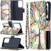 Voor Samsung Galaxy S30 Ultra Gekleurde Tekening Patroon Rits Horizontale Flip Leren Case met Houder & Kaartsleuven & Portemonnee (Boom)
