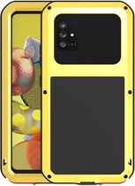 Voor Samsung Galaxy A51 5G LOVE MEI metalen schokbestendige waterdichte stofdichte beschermhoes met glas (geel)
