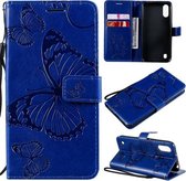 Voor Samsung Galaxy A01 3D vlinders reliëf patroon horizontaal flip lederen tas met houder & kaartsleuf & portemonnee (blauw)