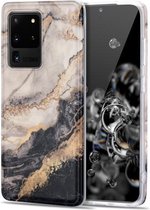 Voor Samsung Galaxy S20 Ultra TPU Gilt Marble Pattern beschermhoes (zwartgrijs)