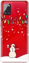 Voor Samsung Galaxy A51 5G Christmas Series Clear TPU beschermhoes (Milk Tea Snowman)