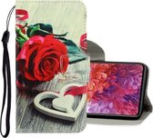 Voor Samsung Galaxy S20 FE 5G / S20 Lite 3D Gekleurde Tekening Horizontale Flip PU Lederen Case met Houder & Kaartsleuven & Portemonnee (Rode Roos)