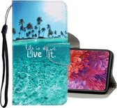 Voor Samsung Galaxy S20 FE 5G / S20 Lite 3D Gekleurde Tekening Horizontale Flip PU Lederen Case met Houder & Kaartsleuven & Portemonnee (Kokospalm)