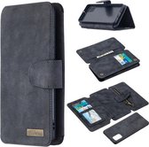 Voor Samsung Galaxy A31 Afneembare Frosted Magnetische Horizontale Flip Leren Case met Kaartsleuven & Houder & Rits Portemonnee & Fotolijst (Zwart Blauw)