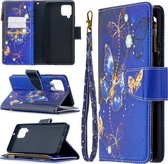 Voor Samsung Galaxy A42 5G Gekleurde Tekening Patroon Rits Horizontale Flip Leren Case met Houder & Kaartsleuven & Portemonnee (Paarse Vlinder)