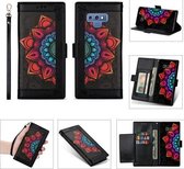 Voor Samsung Galaxy Note9 Afdrukken Tweekleurig Half Mandala-patroon Dubbelzijdige magnetische gesp Horizontale flip lederen tas met houder & kaartsleuven & portemonnee & fotolijst & lanyard 