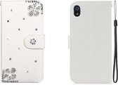 Voor Xiaomi Redmi 7A horizontale flip effen kleur strass lederen tas met kaartsleuf & portemonnee & houder (diagonale bloem)