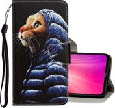 Voor Geschikt voor Xiaomi Redmi Note 8T 3D Gekleurde Tekening Horizontale Flip PU Lederen Case met Houder & Kaartsleuven & Portemonnee (Donsjack Kat)