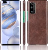 Voor Huawei Honor 30 Pro Shockproof Litchi Texture PC + PU Case (Bruin)