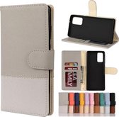 Voor Samsung Galaxy Note20 Ultra Color Splicing Horizontale Flip lederen tas met houder & kaartsleuven & portemonnee & fotolijst (grijs)