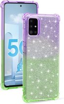 Voor Samsung Galaxy A71 5G gradiënt glitter poeder schokbestendig TPU beschermhoes (paars groen)