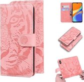 Voor Xiaomi Redmi 9C Tiger Embossing Pattern Horizontale Flip lederen tas met houder & kaartsleuven & portemonnee (roze)
