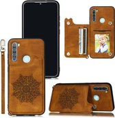 Voor Xiaomi Redmi Note 8T Mandala reliëf PU + TPU-hoesje met houder & kaartsleuven & fotolijst & riem (bruin)