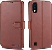 Voor Samsung Galaxy A01 AZNS Kalfsstructuur Horizontale Flip Leren Case, met Houder & Kaartsleuven & Portemonnee & Fotolijst (Bruin)