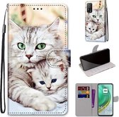 Voor Geschikt voor Xiaomi Mi 10T Pro / 10T / K30s Gekleurde tekening Cross Texture Horizontale Flip PU lederen tas met houder & kaartsleuven & portemonnee & Lanyard (Big Cat Holdin