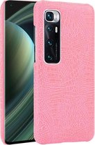 Voor Xiaomi Mi 10 Ultra schokbestendige krokodiltextuur pc + PU-hoes (roze)