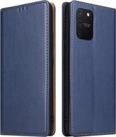 Voor Samsung Galaxy S10 Lite / A91 / M80s Fierre Shann PU lederen textuur horizontale flip case met houder & kaartsleuven & portemonnee (blauw)