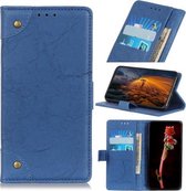 Koperen gesp Retro Crazy Horse-textuur Horizontale lederen flip-hoes voor Alcatel 1S, met houder & kaartsleuven en portemonnee (blauw)