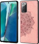 Voor Samsung Galaxy Note 20 Mandala reliëfdoek + pc + TPU mobiele telefoonhoes met magnetische functie en draagriem (roségoud)