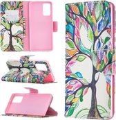 Voor Samsung Galaxy Note 20 Gekleurde Tekening Patroon Horizontale Flip Leren Case met Houder & Kaartsleuven & Portemonnee (Levensboom)