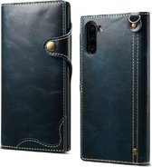 Voor Galaxy Note 10 Denior Oil Wax Koeienhuid Magnetische Knop Horizontale Flip Leren Case met Kaartsleuven & Portemonnee (Donkerblauw)