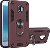 Voor Samsung Galaxy J2 Pro (2018) 2 in 1 Armor Series PC + TPU beschermhoes met ringhouder (wijnrood)