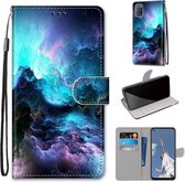 Voor OPPO A52 / A92 / A72 Gekleurde Tekening Cross Textuur Horizontale Flip PU Lederen Case met Houder & Kaartsleuven & Portemonnee & Lanyard (Kleurrijke Wolken)