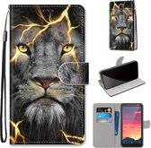 Voor Nokia C2 Gekleurde Tekening Cross Textuur Horizontale Flip PU Lederen Case met Houder & Kaartsleuven & Portemonnee & Lanyard (Fission Lion)