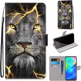 Voor Motorola Moto G Power (2020) Gekleurde tekening Cross Texture Horizontale Flip PU lederen tas met houder & kaartsleuven & portemonnee & lanyard (Fission Lion)