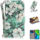 Voor Xiaomi Mi Note10 Pro 3D Schilderen Horizontale Flip Leren Case met Houder & Kaartsleuf & Portemonnee & Lanyard (Aquarel bloemen)