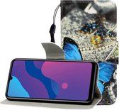 Voor Huawei Honor 9A Gekleurde Tekening Horizontale Flip Leren Case met Houder & Kaartsleuf & Portemonnee (Een Vlinder)