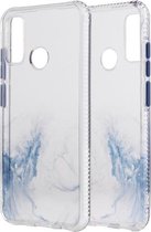 Voor Huawei P Smart 2020 marmerpatroon glitterpoeder schokbestendig TPU-hoesje met afneembare knoppen (babyblauw)