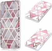Voor Galaxy A7 (2018) Plating Marble Pattern Soft TPU beschermhoes (roze)
