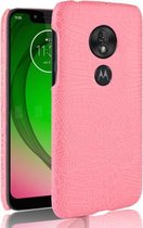 Schokbestendig Crocodile Texture PC + PU-hoesje voor Motorola Moto G7 Play (roze)