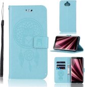 Windgong Uil Embossing Patroon Horizontale Flip lederen tas met houder & kaartsleuven & portemonnee voor Sony Xperia 10 (groen)