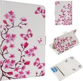 Voor 8 inch Universele Tablet PC Gekleurde Tekening Patroon Horizontale Flip PU Lederen Case met Houder & Kaartsleuven (vlinder Liefde Bloem)