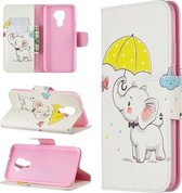 Voor Huawei Mate 30 Lite Patroon Gekleurde Tekening Horizontale Flip Leren Case met Houder & Kaartsleuven & Portemonnee (Paraplu Olifant)