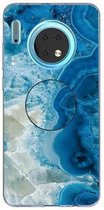 3D Marble Soft Silicone TPU Case Cover Bracket voor Huawei Mate 30 (lichtblauw)