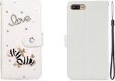 Voor iPhone 7 Plus Horizontale Flip Effen Kleur Strass Leren Case met Kaartsleuf & Portemonnee & Houder (Trojaans)