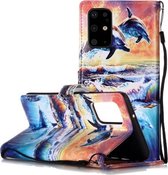 Voor Galaxy S20 + Geschilderd patroon Horizontale lederen flip-hoes met houder & kaartsleuven en portemonnee (dolfijn)