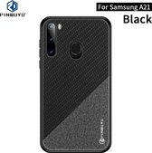 Voor Galaxy A21 PINWUYO Rong-serie schokbestendige pc + TPU + chemische vezeldoek beschermhoes (zwart)