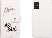 Voor Galaxy A51 horizontale flip effen kleur strass lederen tas met kaartsleuf & portemonnee & houder (Trojan)