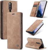 CaseMe-013 Multifunctionele Retro Frosted Horizontale Flip Leren Case met Kaartsleuf & Houder & Portemonnee Voor OnePlus 7 Pro (Bruin)