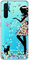 Voor OnePlus Nord schokbestendig geverfd transparant TPU beschermhoes (meisje)