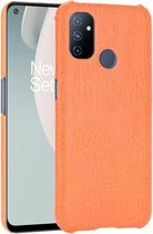 Voor OnePlus Nord N100 schokbestendige krokodiltextuur pc + PU-hoes (oranje)