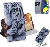 Schilderen Patroon Gekleurde Tekening Horizontale Leren Flip Case met Houder & Kaartsleuven & Portemonnee voor Galaxy A80 / A90 (Tiger)